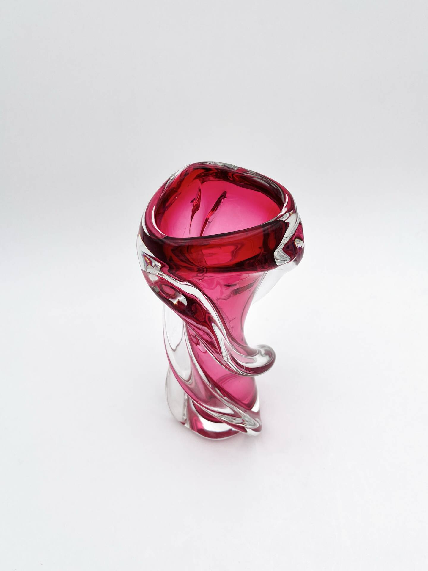 Twisted Murano Vase Sommerso Rose Italian Design 1960s