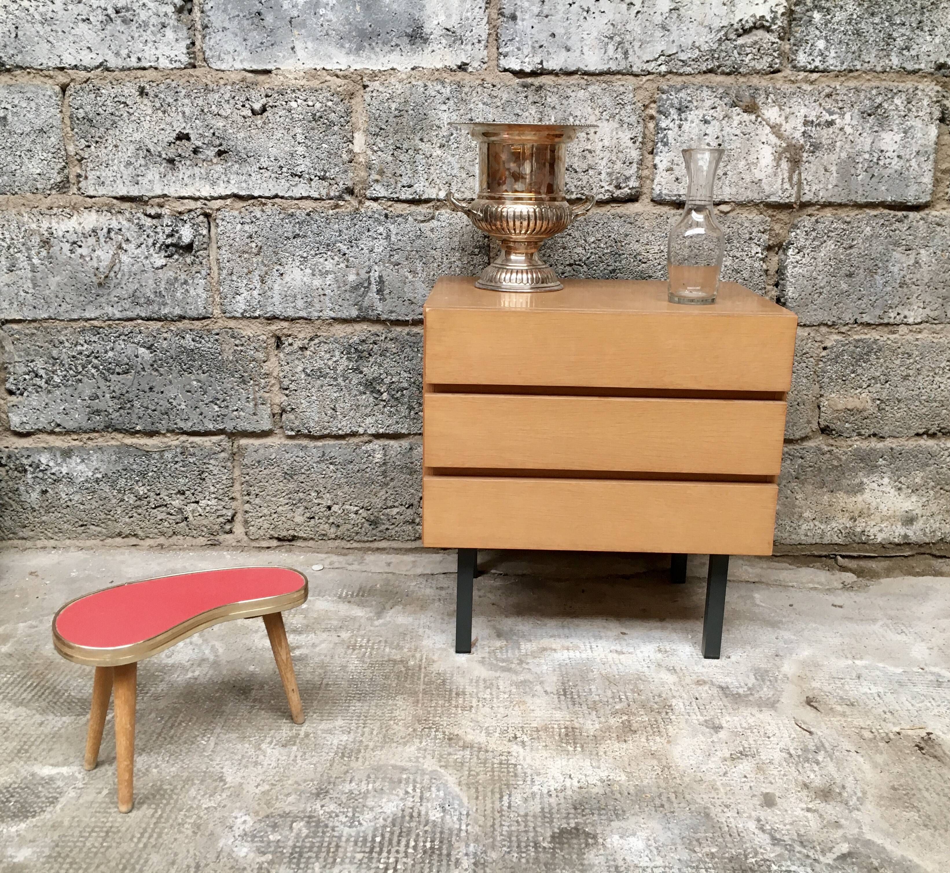 Mini dresser furniture tv / vintage hifi teak metal feet 1950 1960