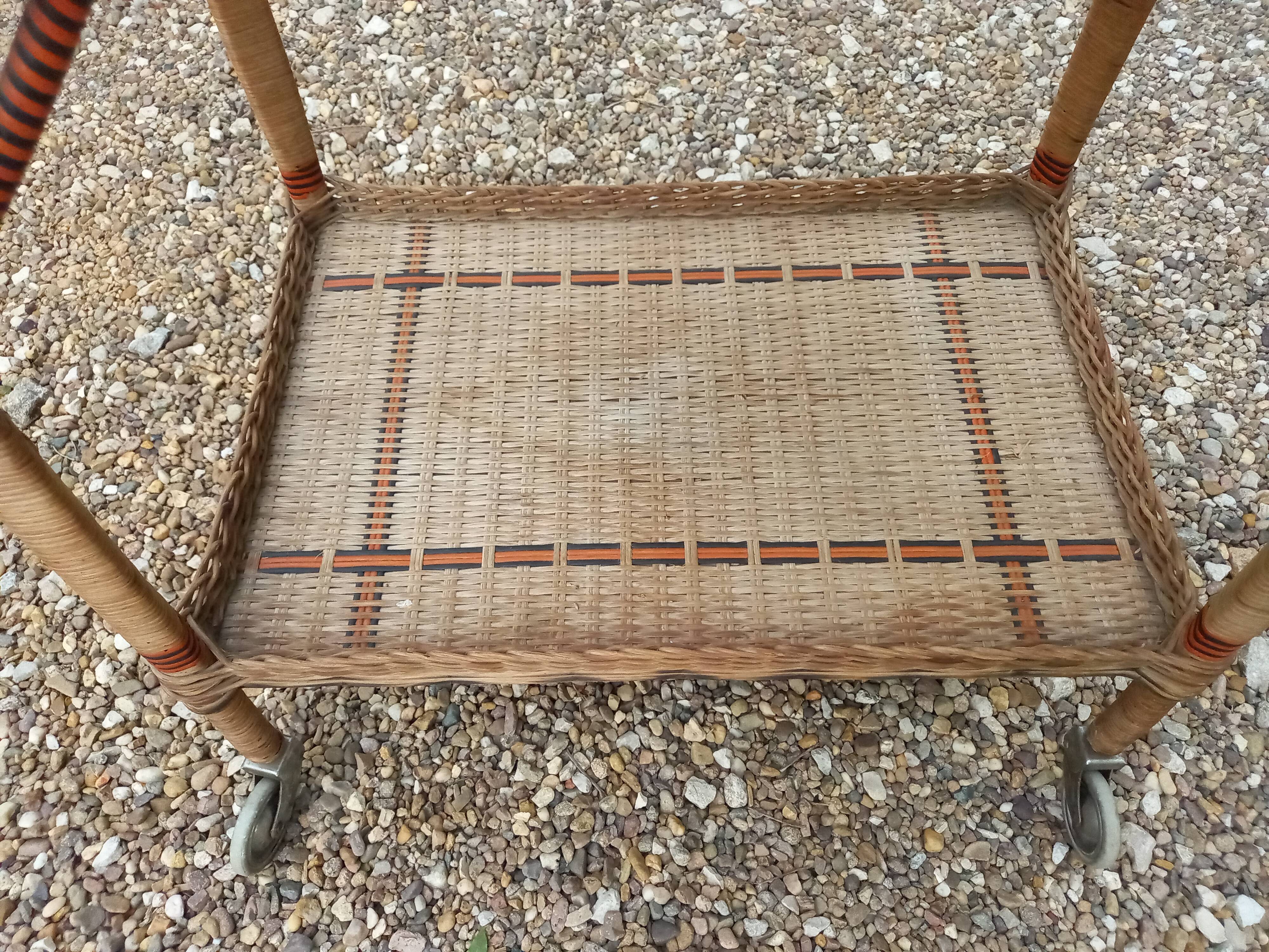 Vintage rolling service 50 rattan