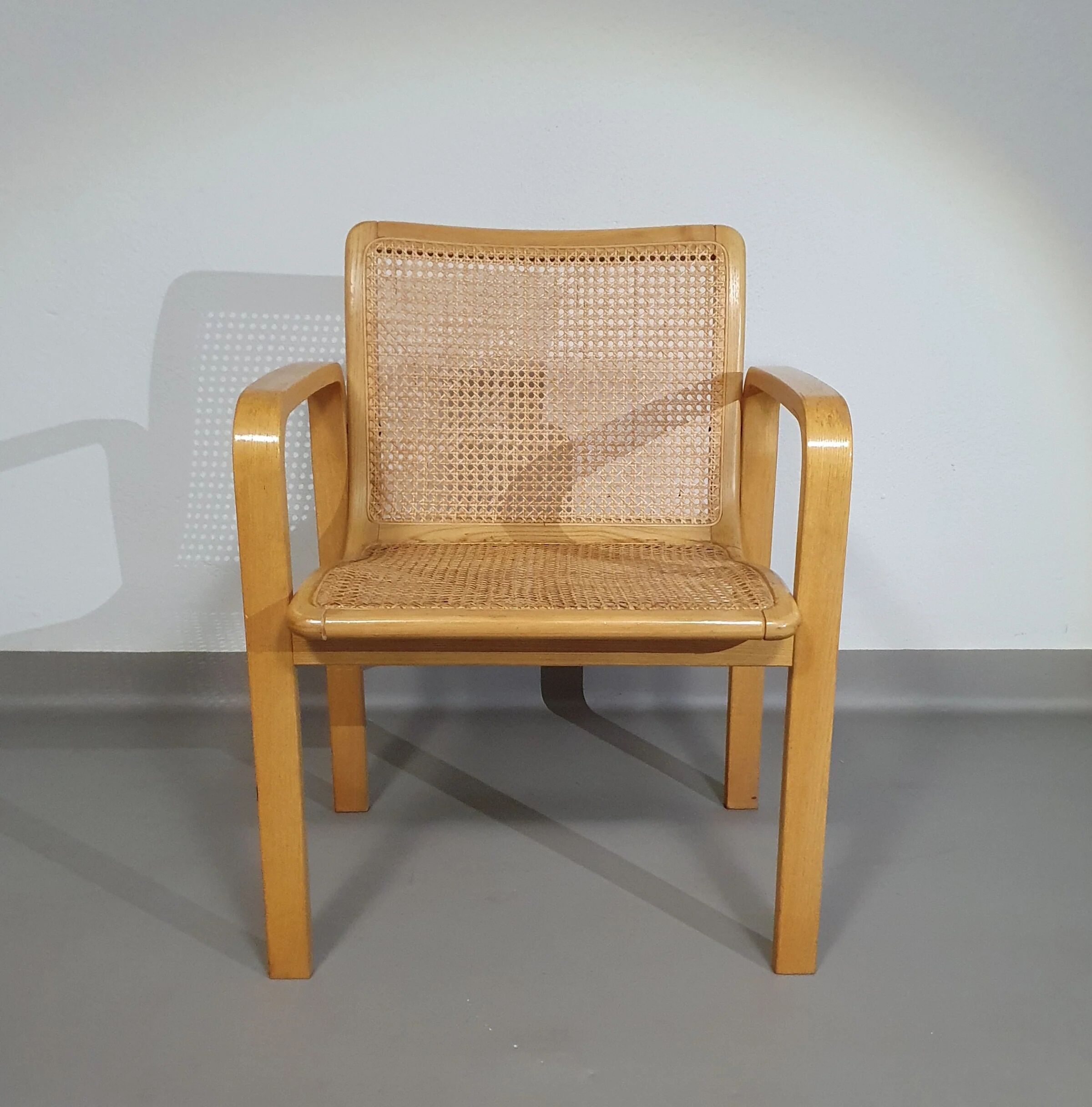 Beech wood and webbing side chair by Olivo Pietro, Italy, 1970s