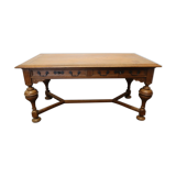 Flat oak desk Henri II style