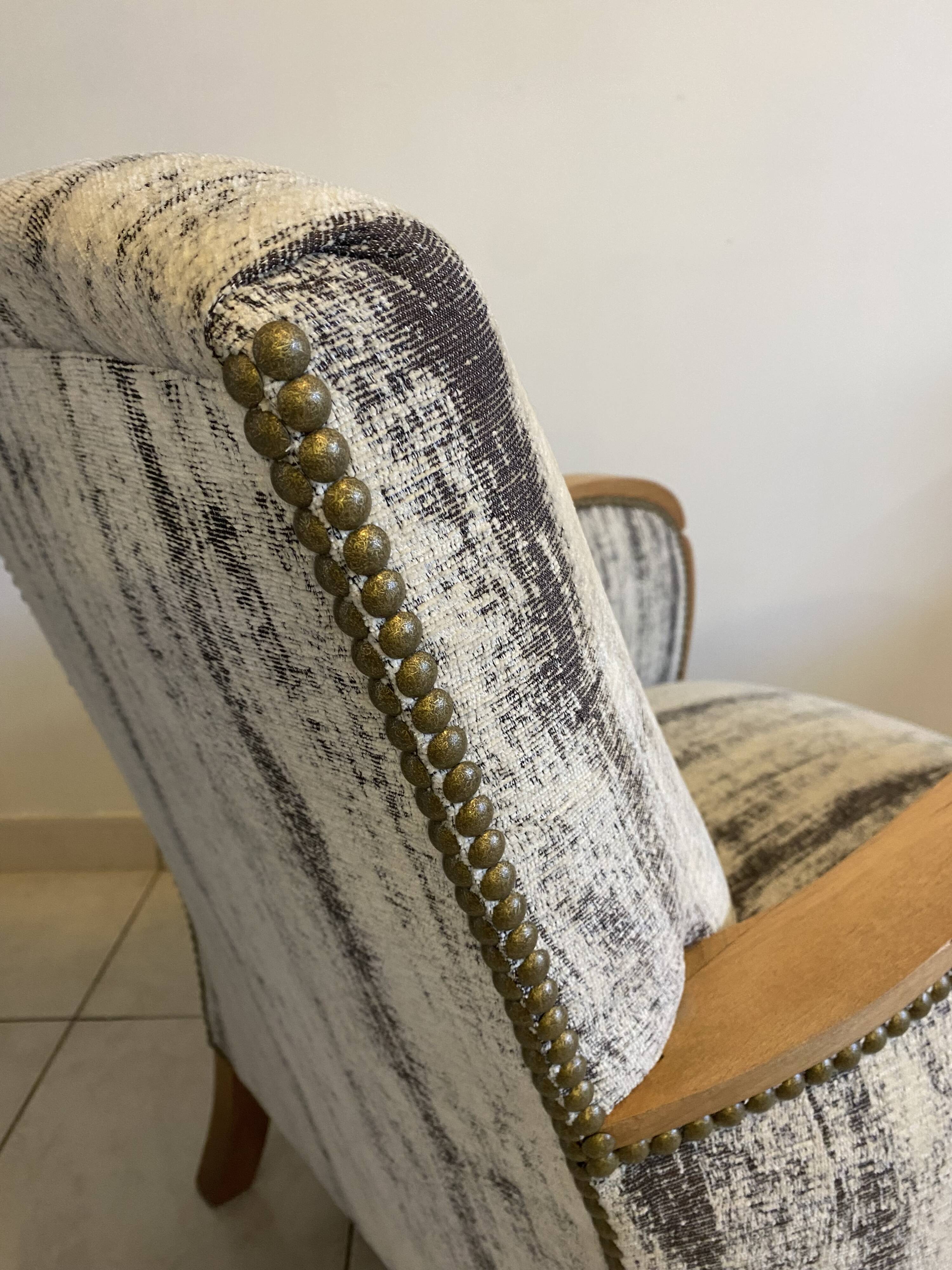 Fauteuil Art Déco en tissu vert