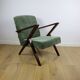 Fauteuil vintage en velours olive, rénové