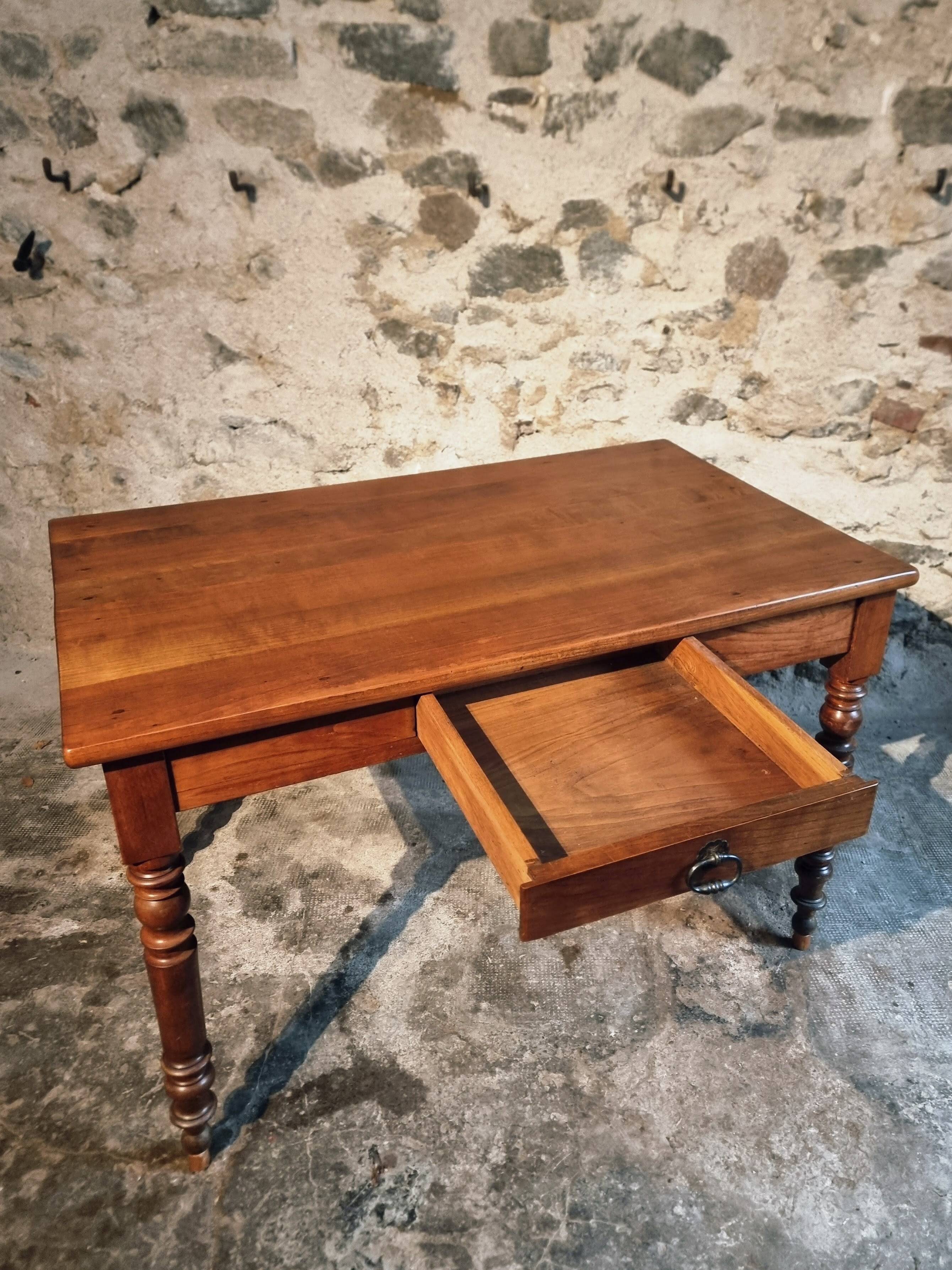 French vintage cherry wood table, circa 1920–1940.