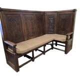 Vintage corner bench in wood in Henri II style