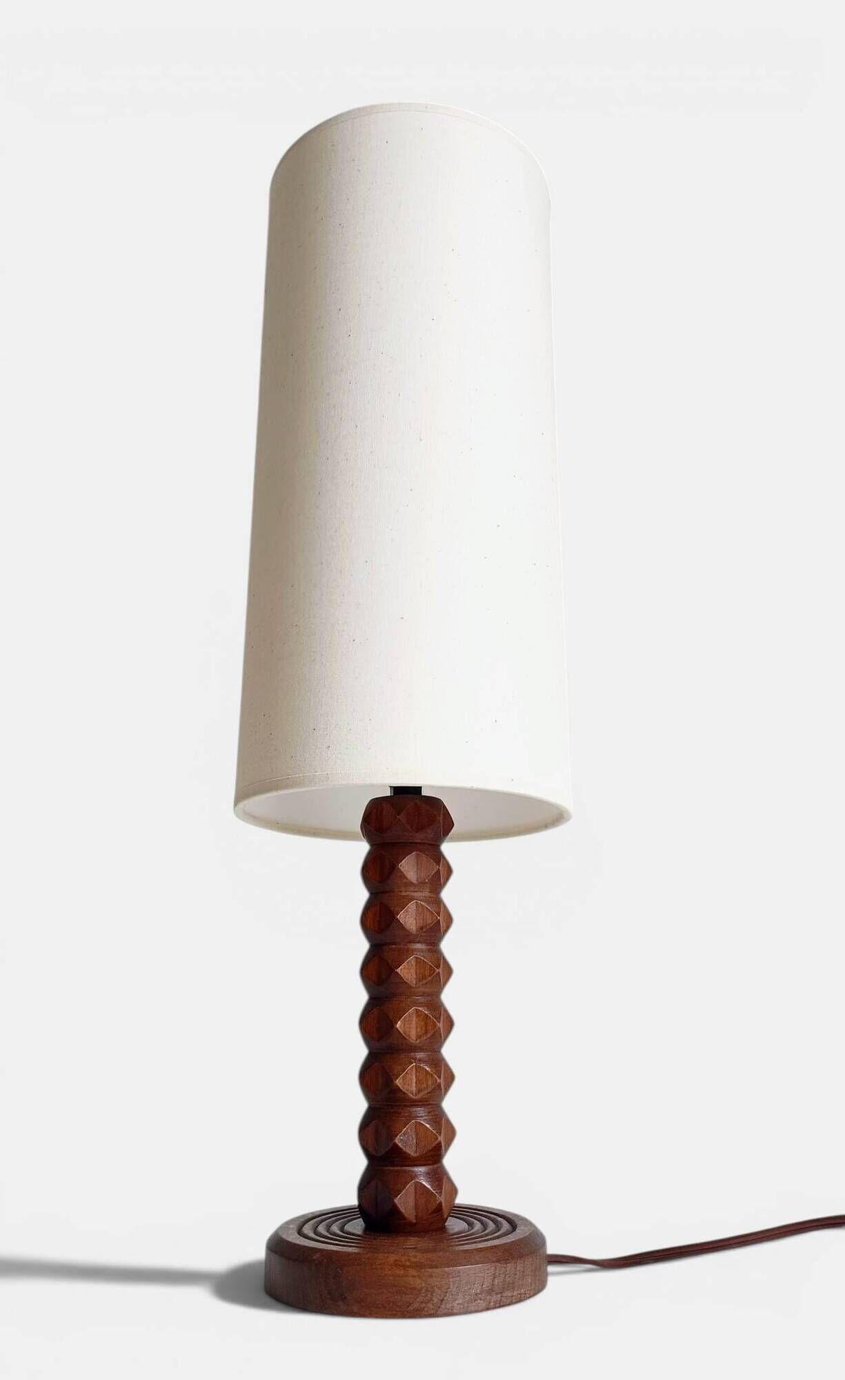 Art Deco wooden table lamp by Charles Dudouyt, France, circa 1930s.