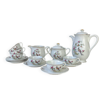 Service à thé vintage Digoin Sarreguemines – Modèle Corde – Motif Oiseau de Paradis