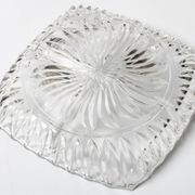 Mid-century Divided Serving Plate / Clear Appetizer Tray / Italy / 1970s