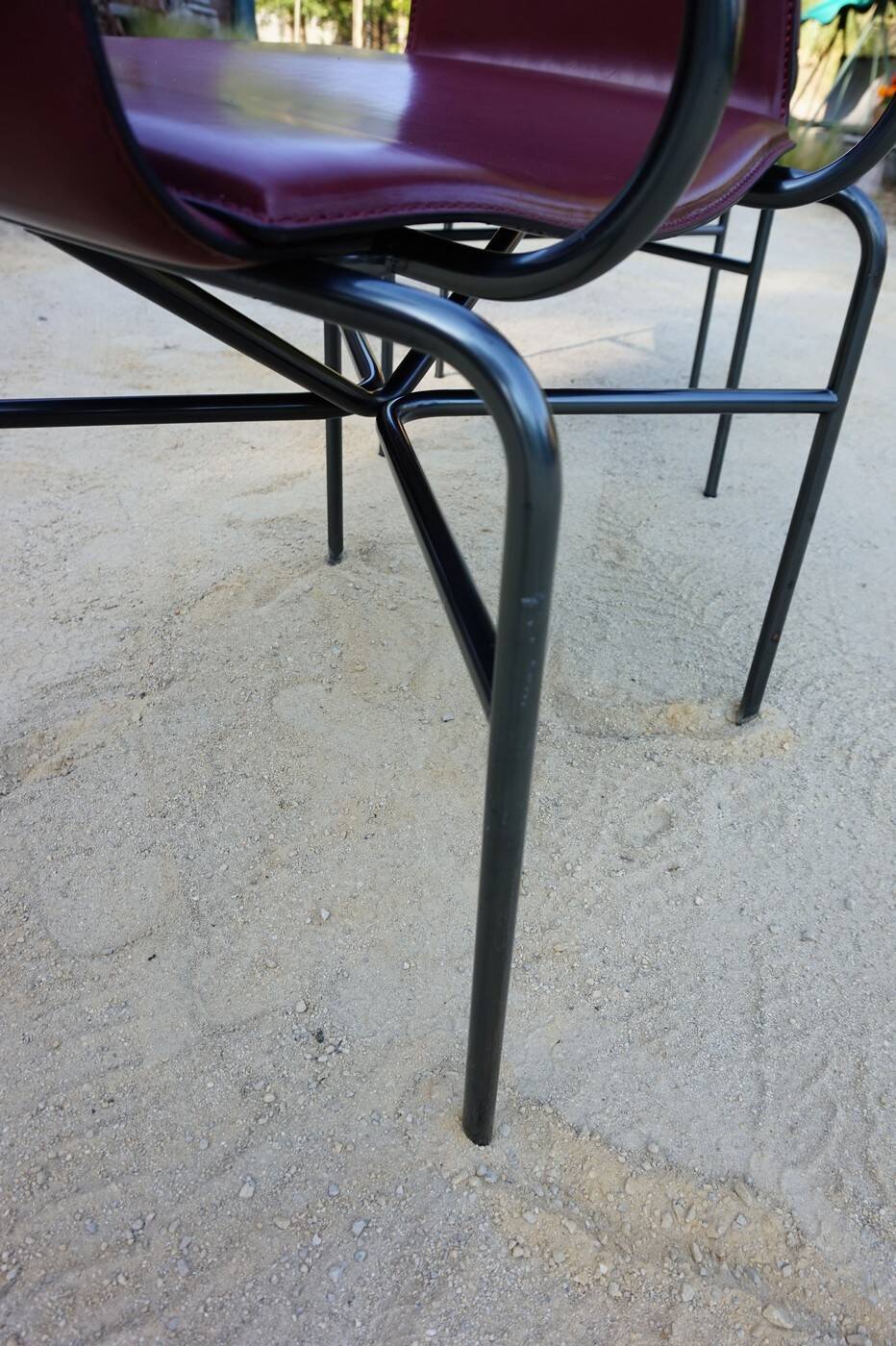 Ross Littell for Matteo Grassi Armchairs Bordeaux Leather & Steel, set of 2