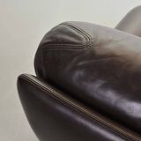 Comfortable Durlet Lounge Chairs in Chocolate Brown Leather, Set of Two 70s