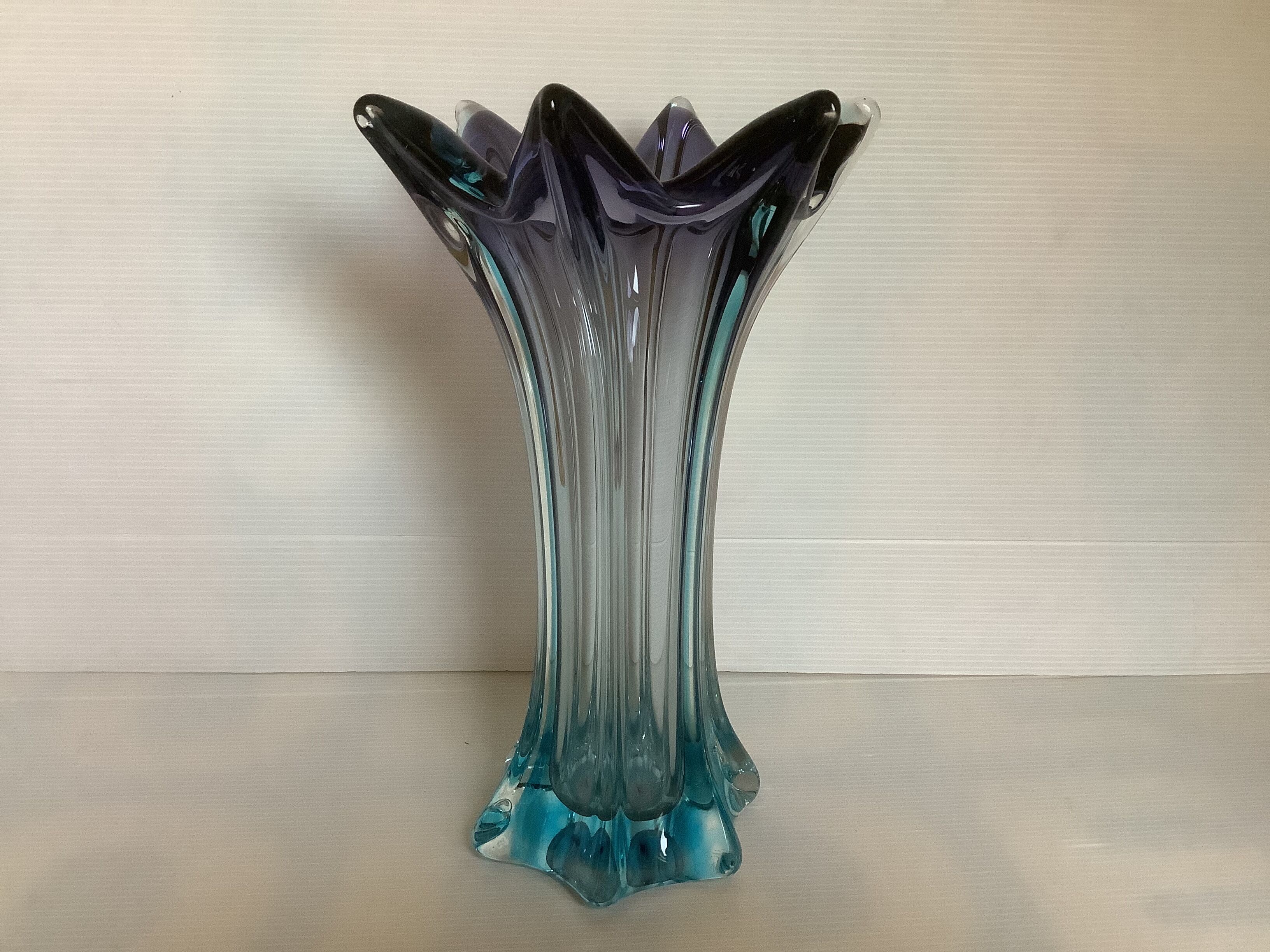 Vase flower star glass Murano bicolor