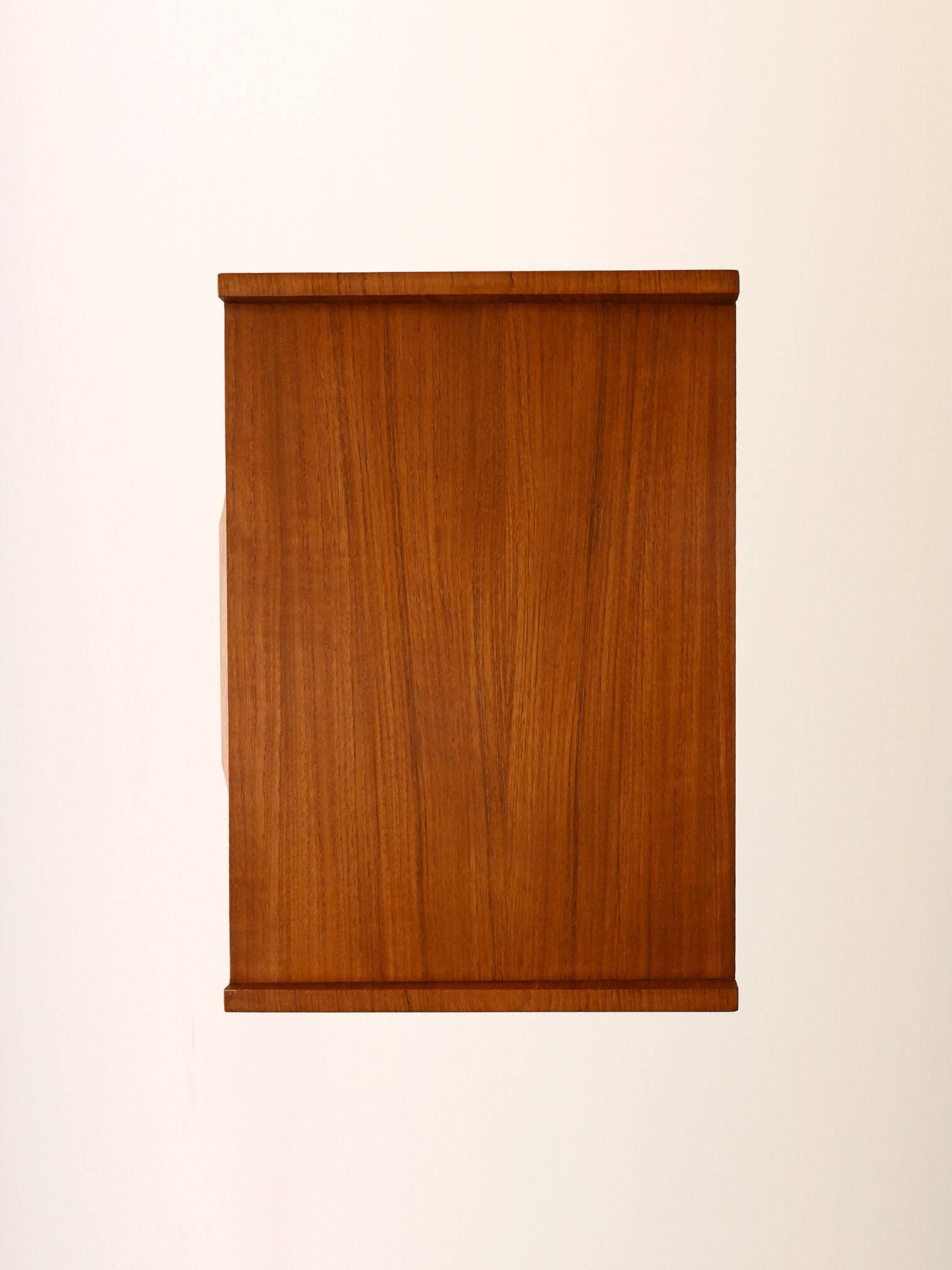 1950s Scandinavian Teak Nightstand with Brass-Tipped Legs