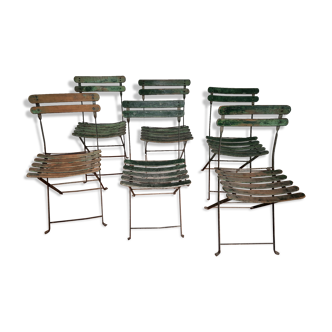 Lot of 6 old garden folding chairs