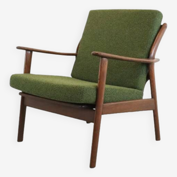 Mid century teak De Ster fauteuil 'Holtet' nieuwe bekleding