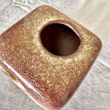 Bertoncello ,,screziato tabacco" glaze, cube vase italian vintage mid century from the 1970's by rob