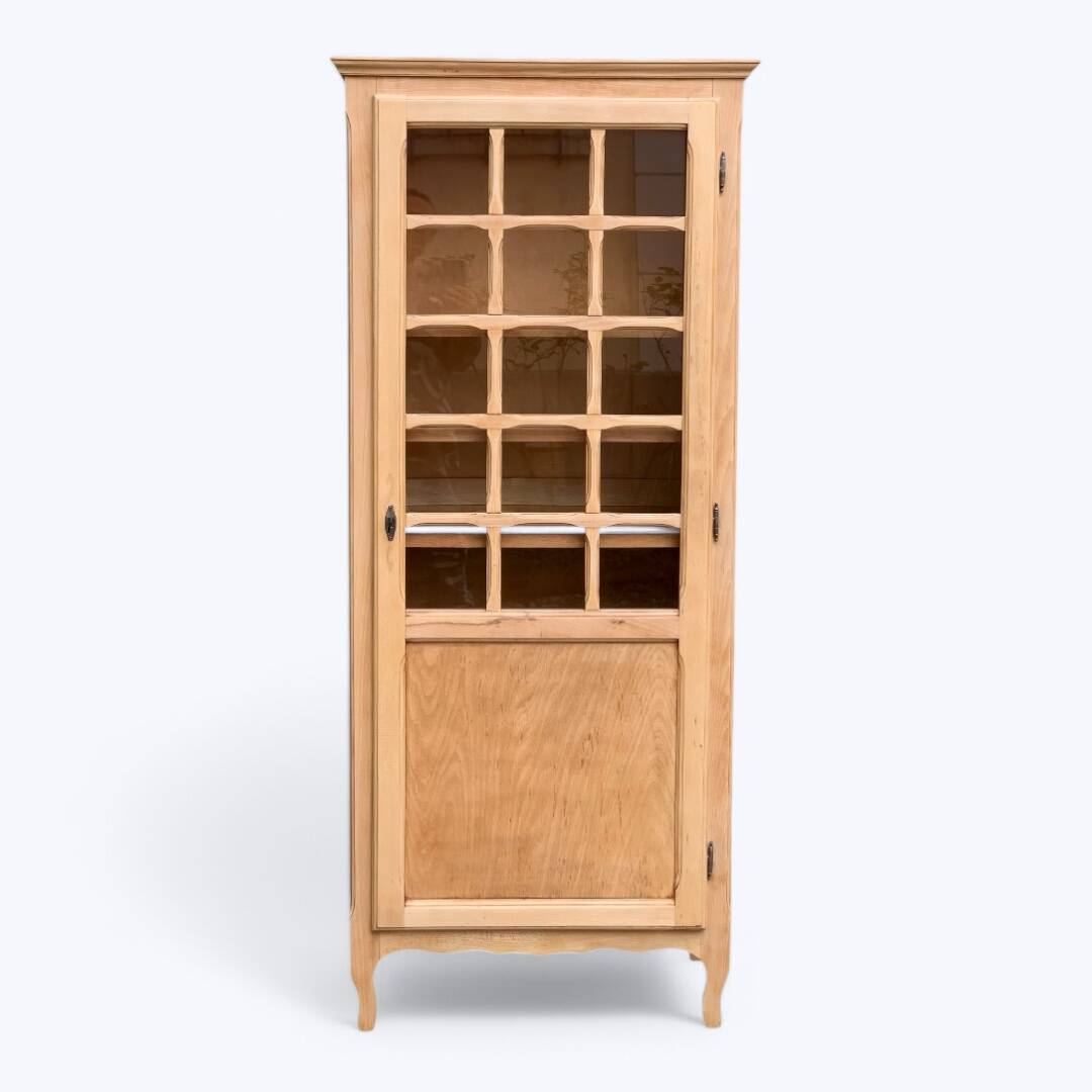Parisian glass cabinet, raw wood, 1960s