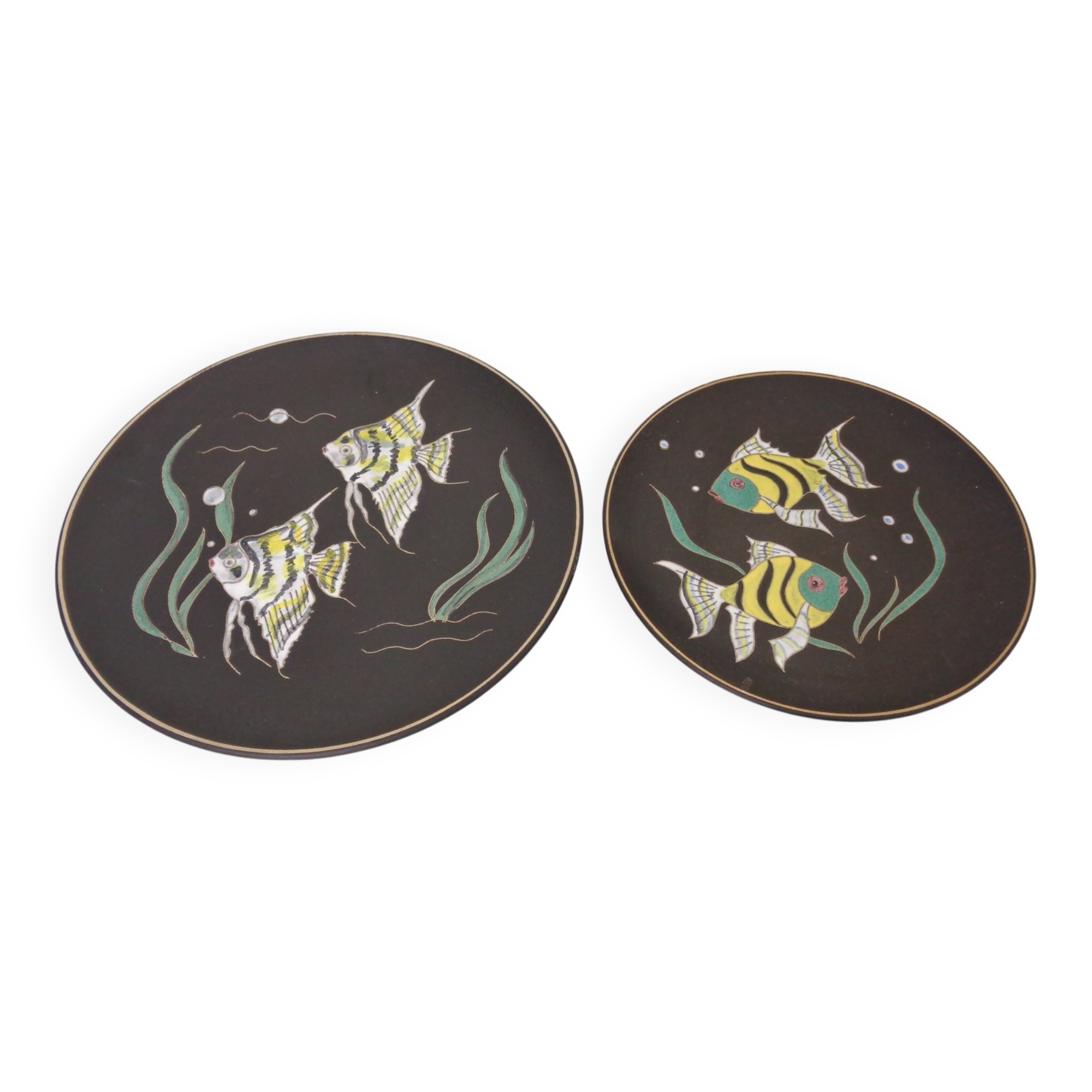 Vintage 717 Ceramic Plates with Fish from Ruscha, 1970s, Set of 2
