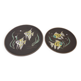 Vintage 717 Ceramic Plates with Fishes from Ruscha, 1970s, Set of 2