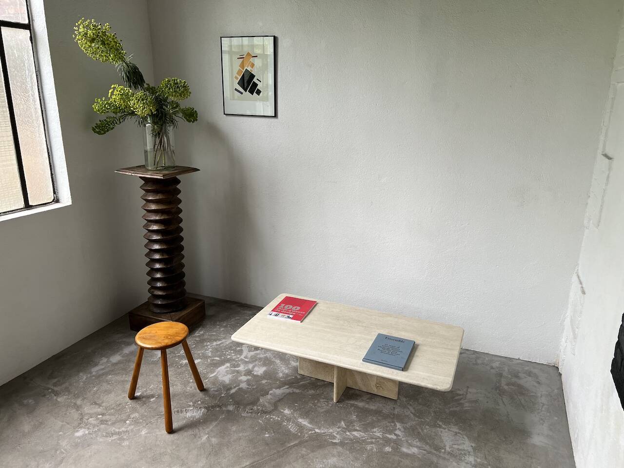 Travertine coffee table, Italy, 1980s