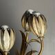 Midcentury Hollywood Regency Florentine gilt metal flower table lamp, 60s.