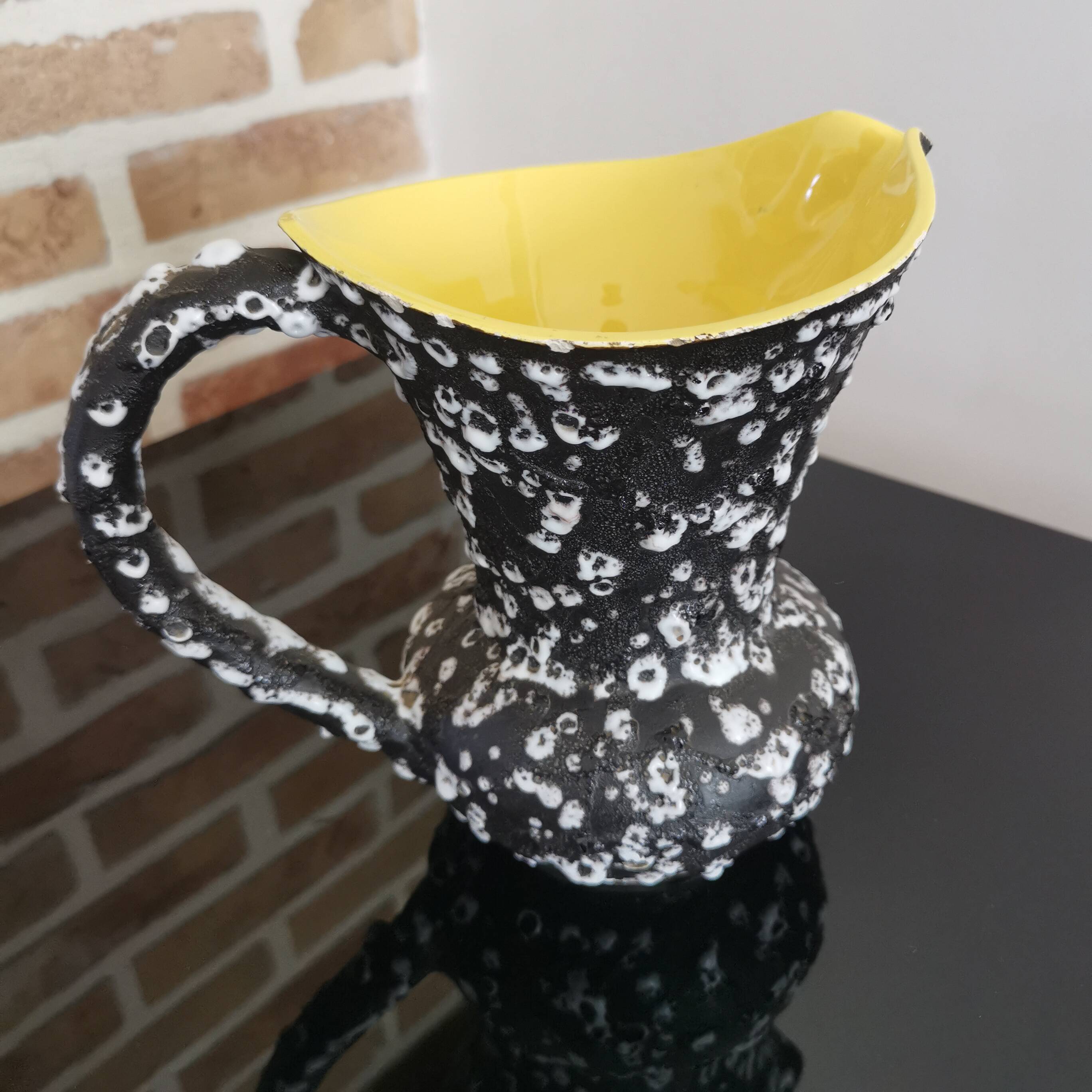 Large earthenware pitcher Vallauris Lunetta France ceramic design 60s