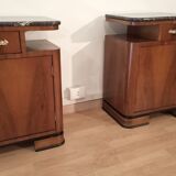 Tables de chevet italiennes Art Déco en noyer, Set de 2