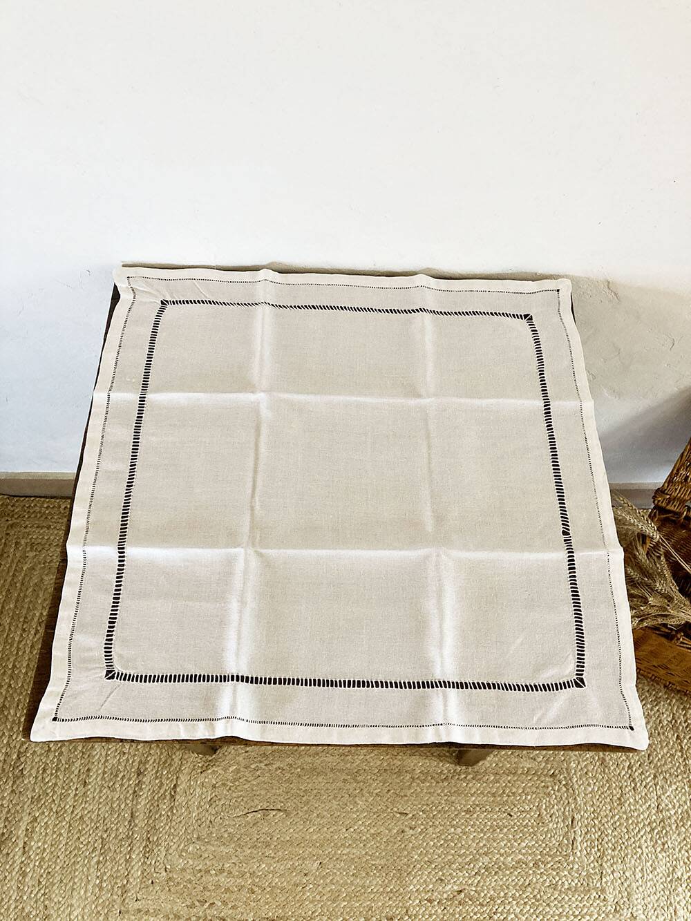 5 old openwork cotton crepe napkins