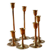Set of 7 brass candle holders 70´