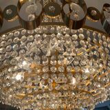 Waterfall chandelier with crystal grapevines and golden aluminum 60s-70s