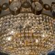 Waterfall chandelier with crystal grapevines and golden aluminum 60s-70s