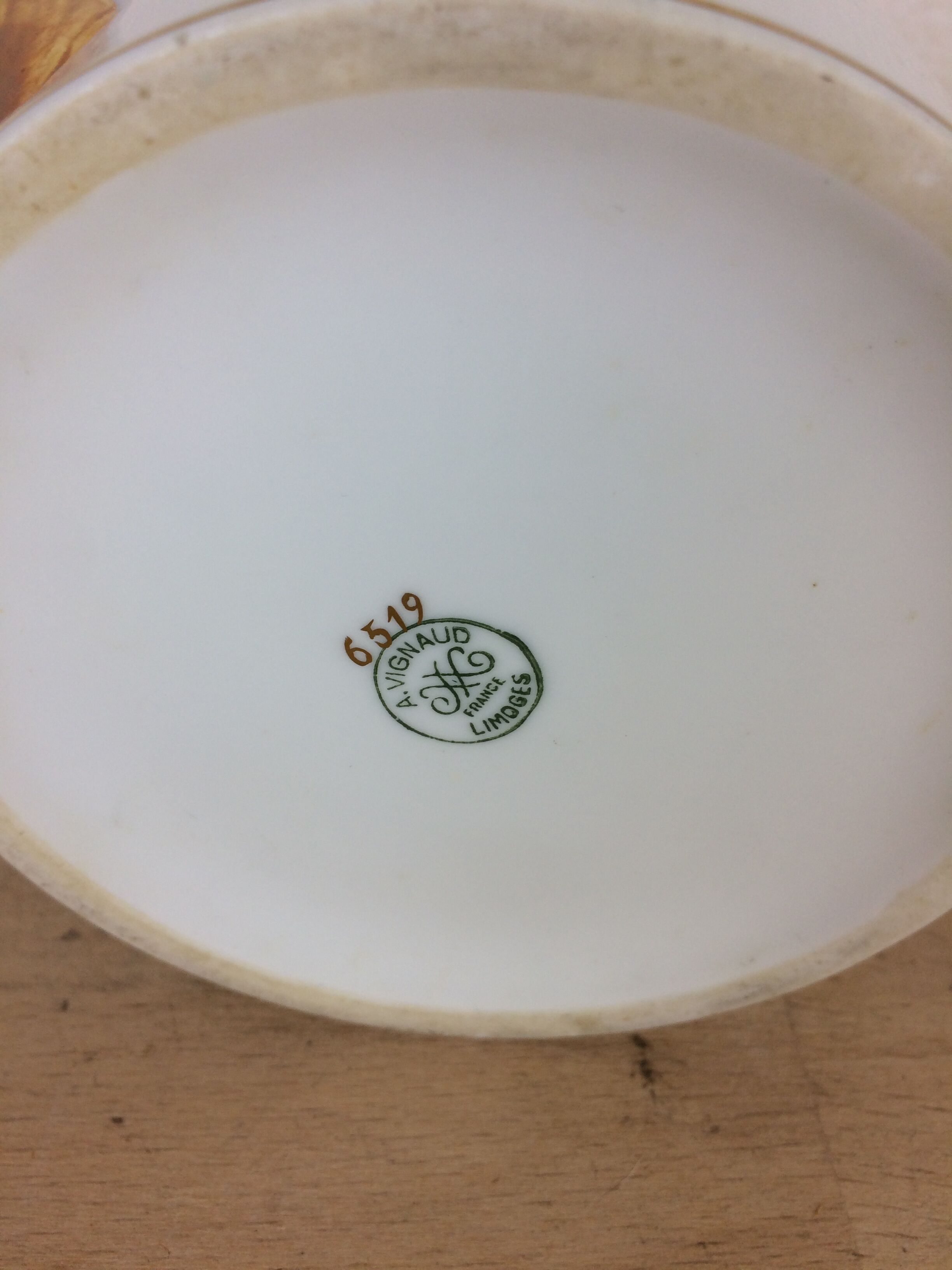 Porcelain tea set A. Vignaud Limoges and mocha spoons Christofle Alfénide