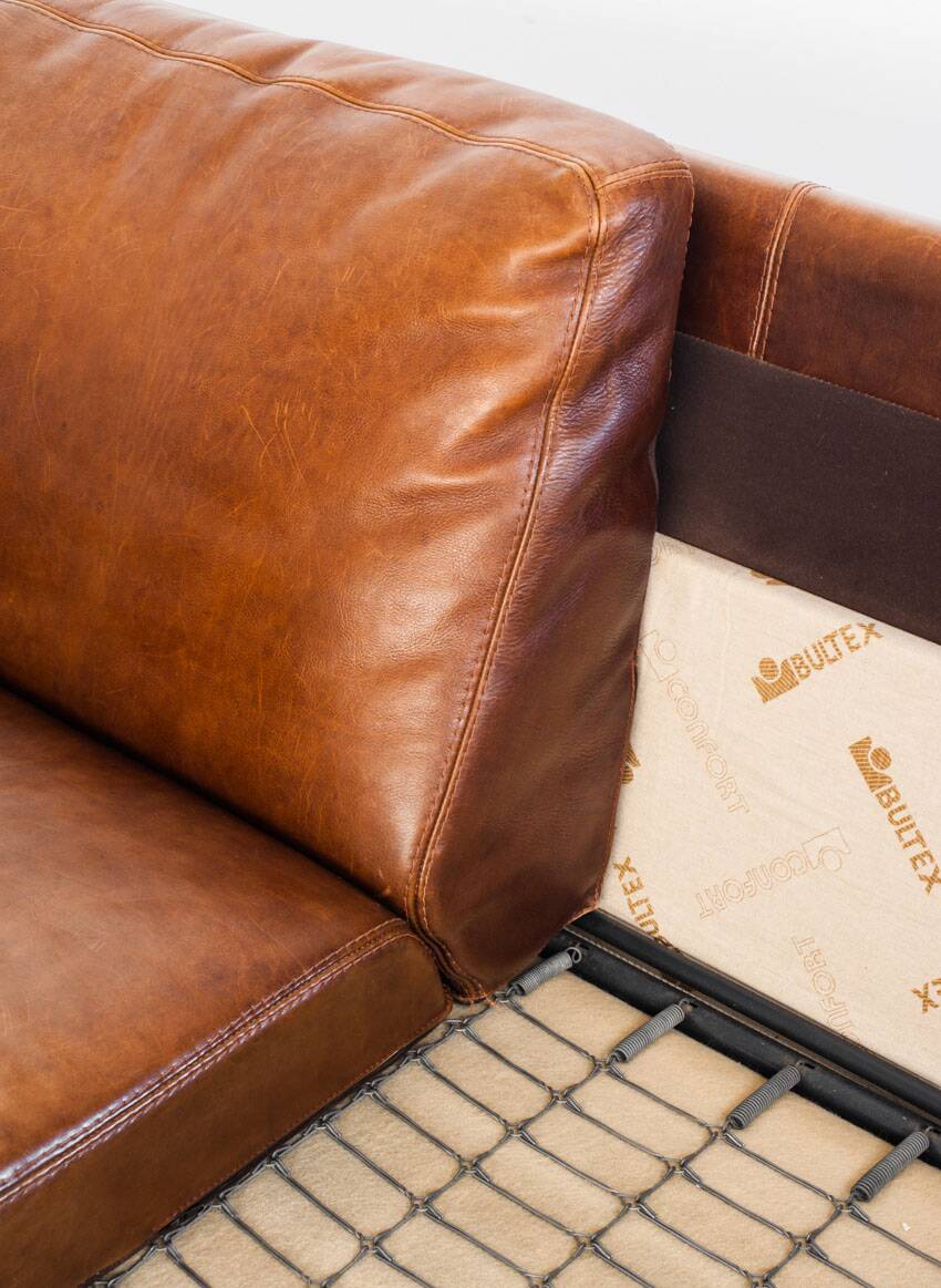 Vintage leather sofa - Convertible into a bed - France, 1990s