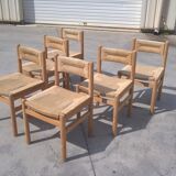 Set of 6 rope and pine chairs
