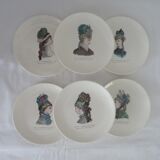 6 plates Gien le petit courrier des dames 446112 hat mode