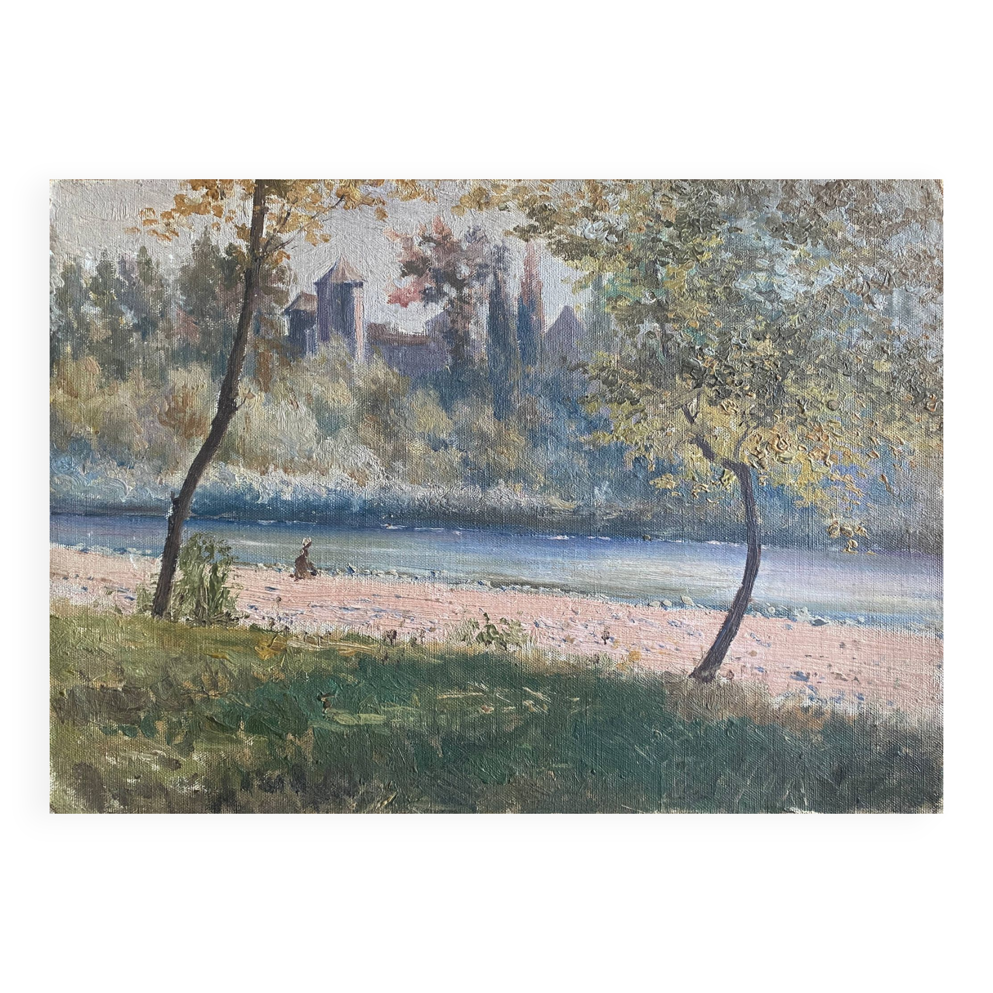 HST/P painting “Live and wooded riverside with fortification” (20th century)