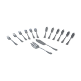 Fish service and its 6 silver-plated cutlery, crossed ribbon model