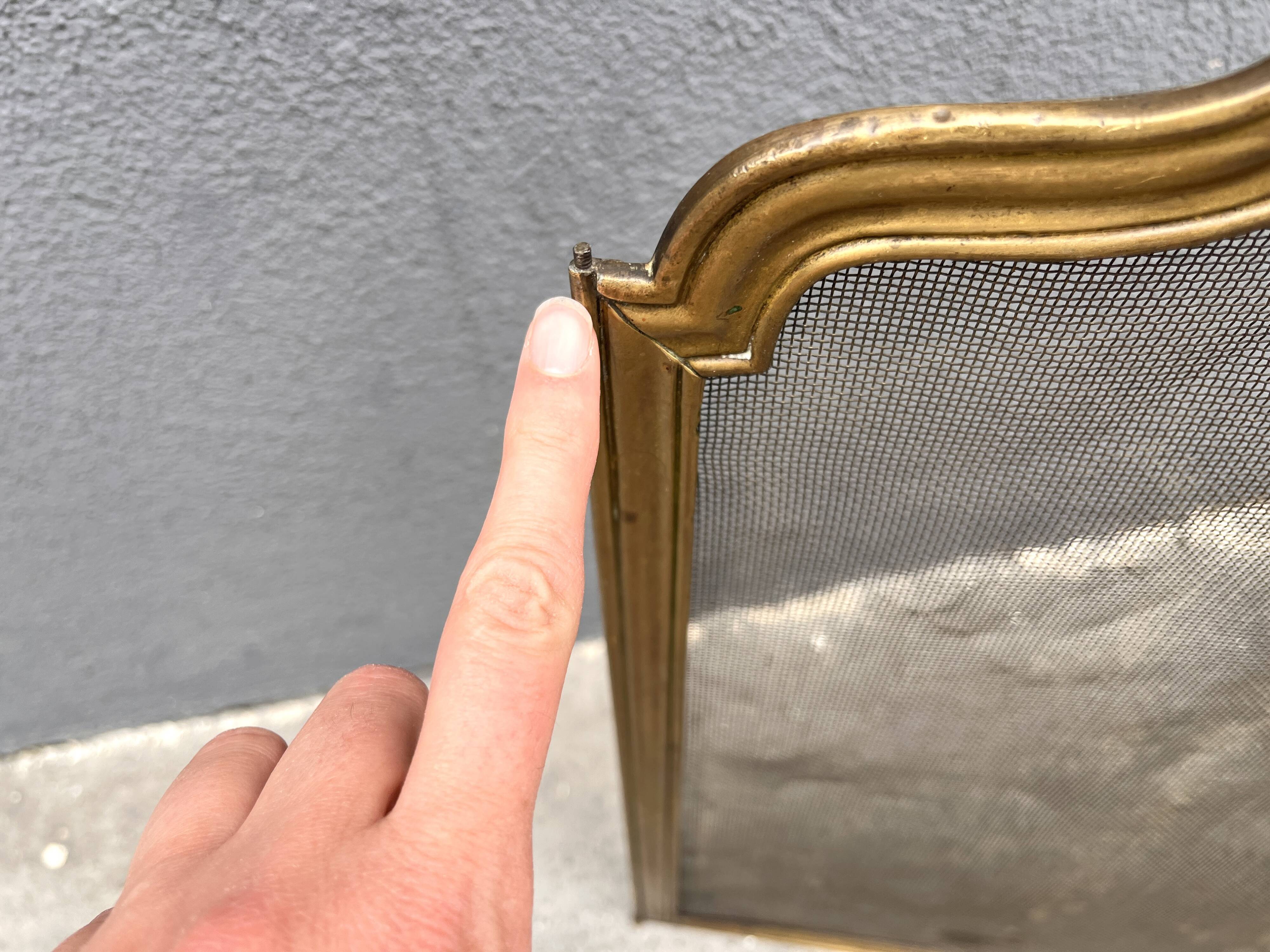 19th century Art Nouveau brass fireplace screen