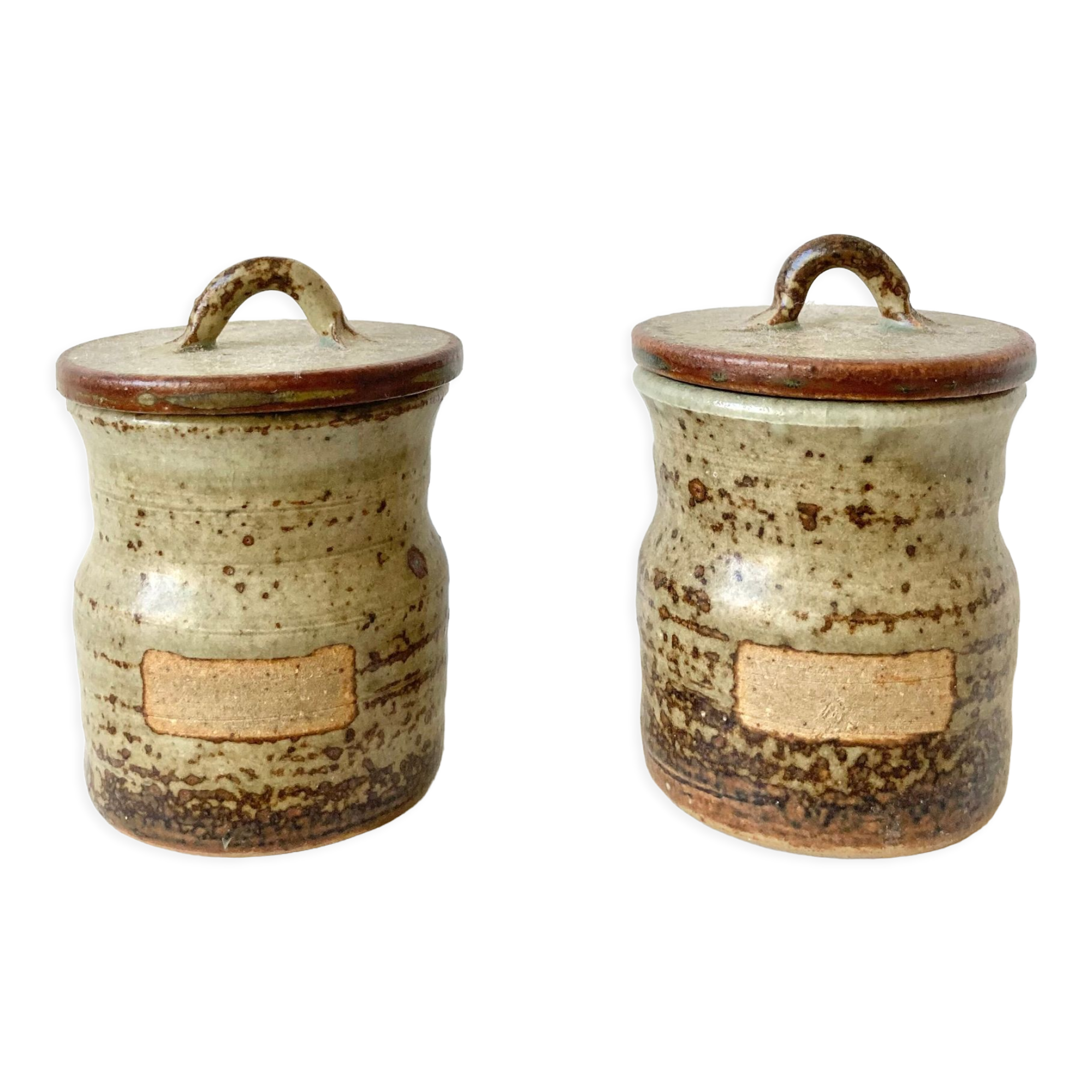 60/70 stoneware spice jars signed Atelier Le Cep