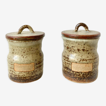 60/70 stoneware spice jars signed Atelier Le Cep