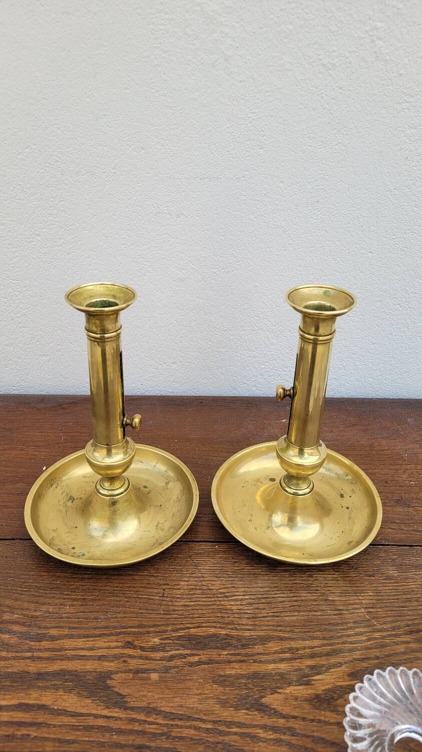 Pair of Louis Philippe candlesticks in brass 1900s