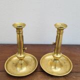 Paire de Bougeoirs Louis Philippe en laiton 1900s