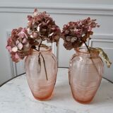 Duo of pink art deco vases