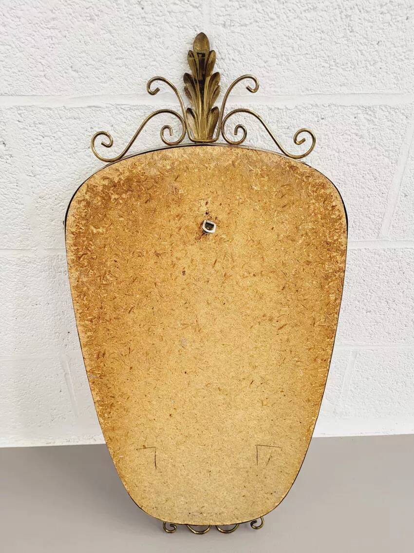 50s-60s freeform rearview mirror on brass frame