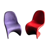 Set of 2 Panton chairs by Verner Panton for Vitra in purple and plum plastic, matte finish.