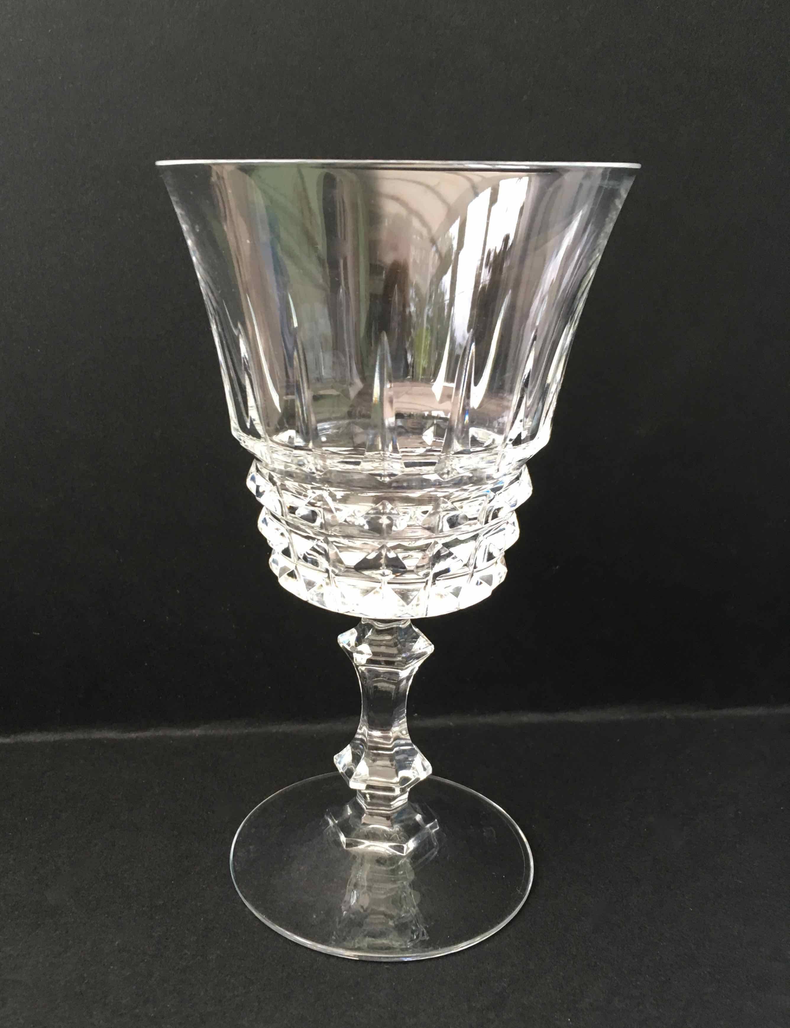 6 assorted crystal wine glasses