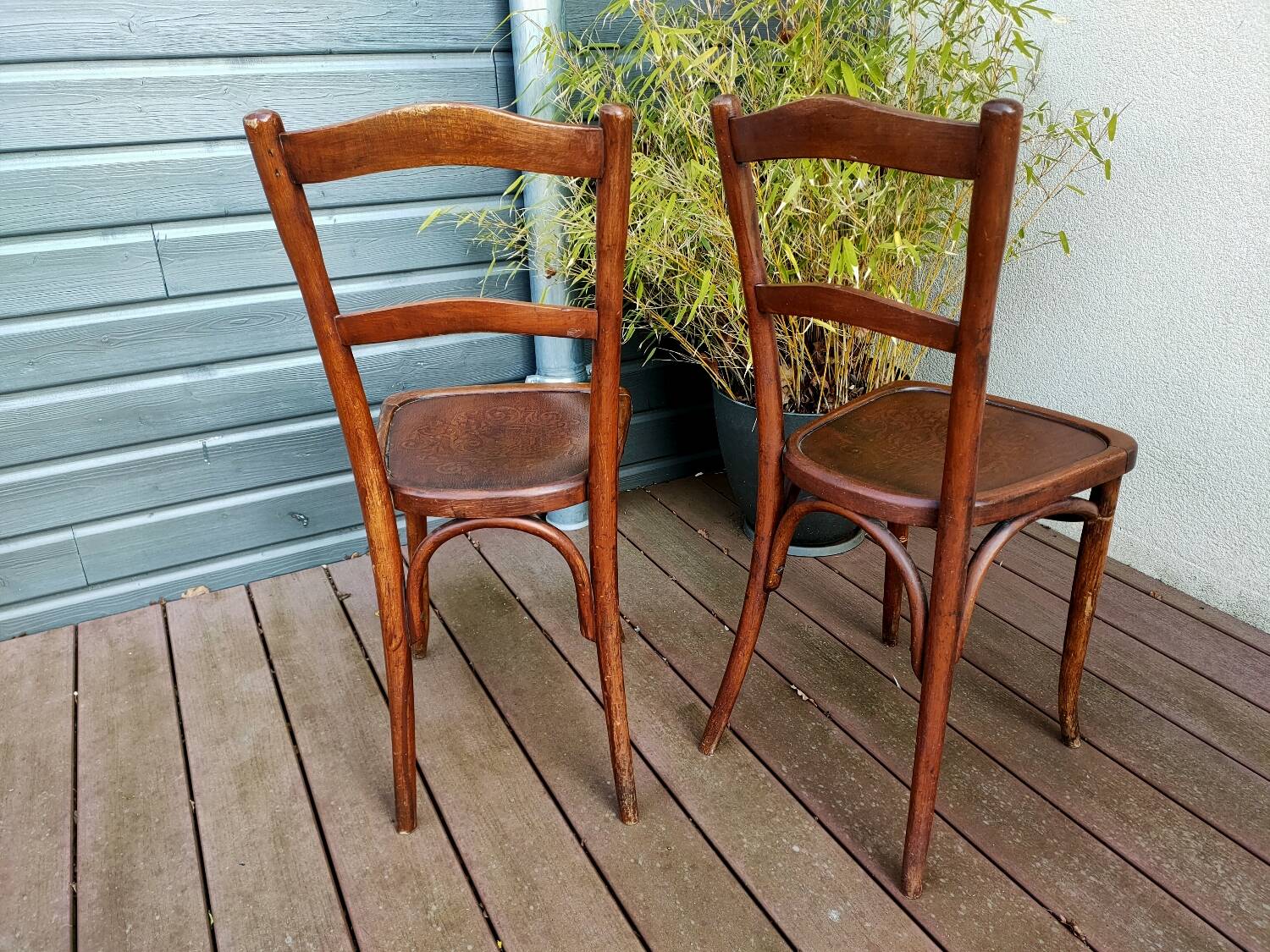 Pair of antique Luterma bistro chairs