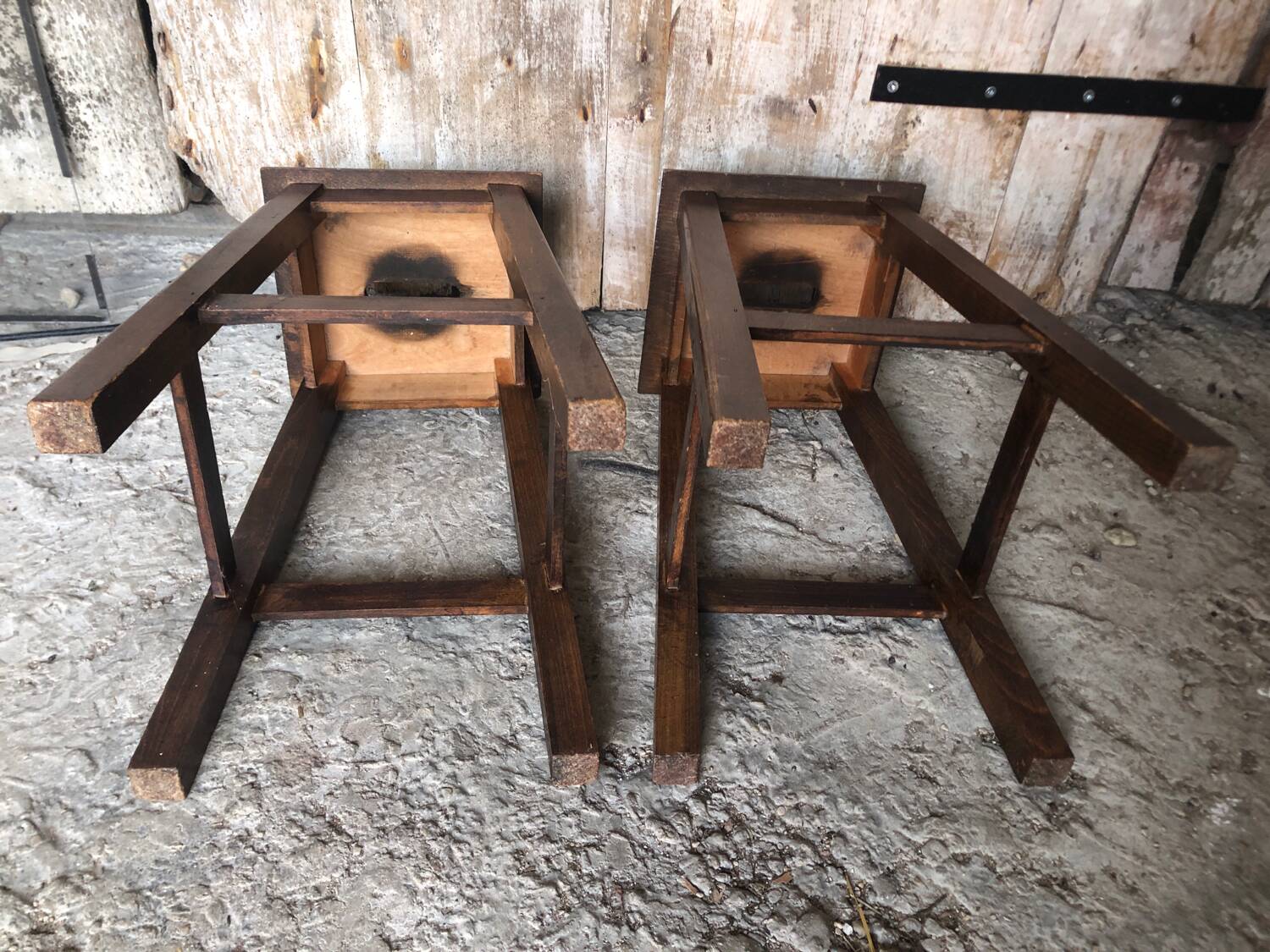 Paire de tabouret bistrot bois années 60 vintage