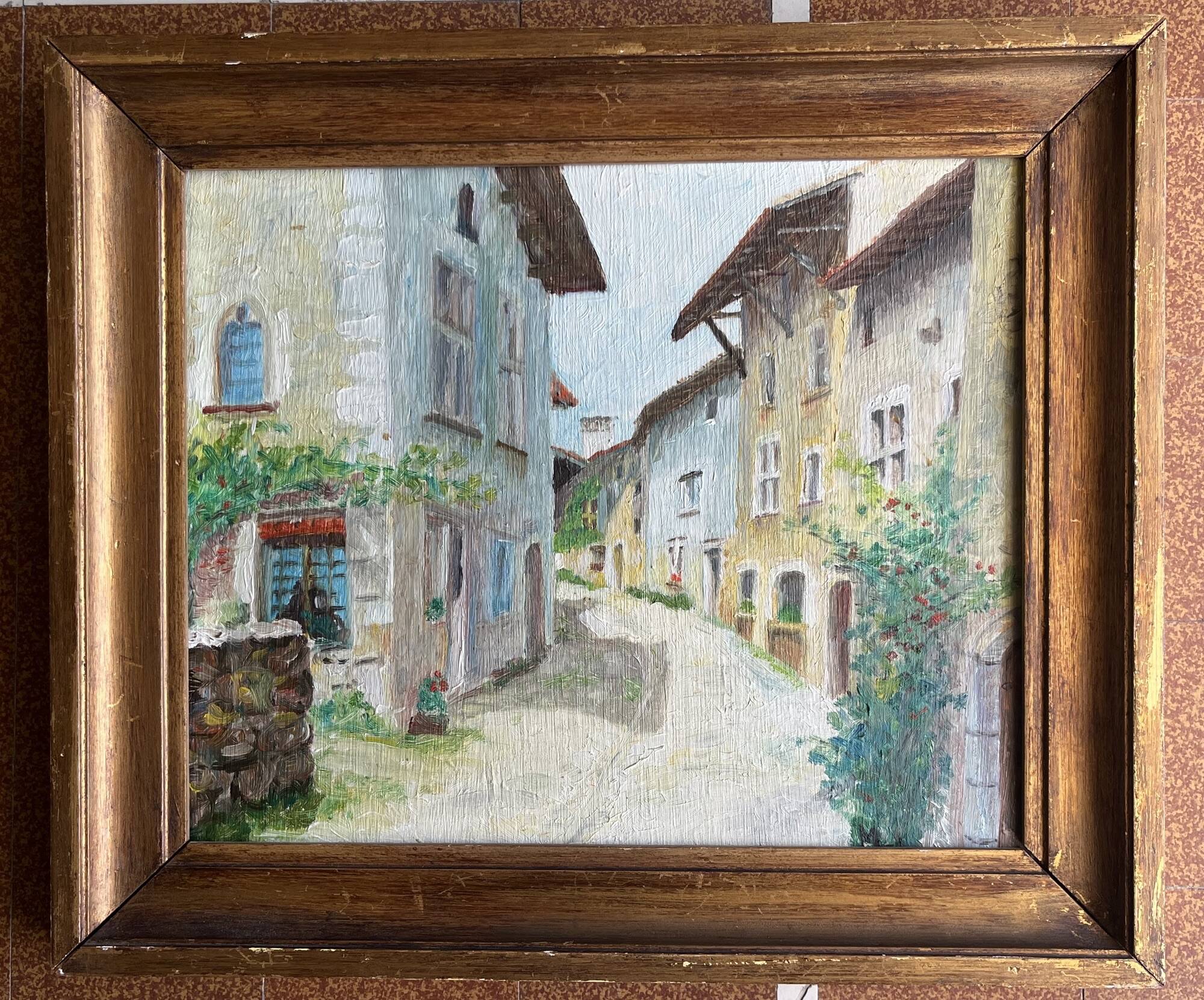 Huile sur bois village provençal