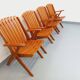 Set of 4 vintage garden chairs made of beech wood from the 1960s.