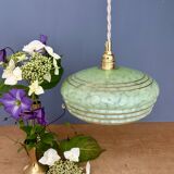 Vintage green and gold Clichy glass lampshade pendant light